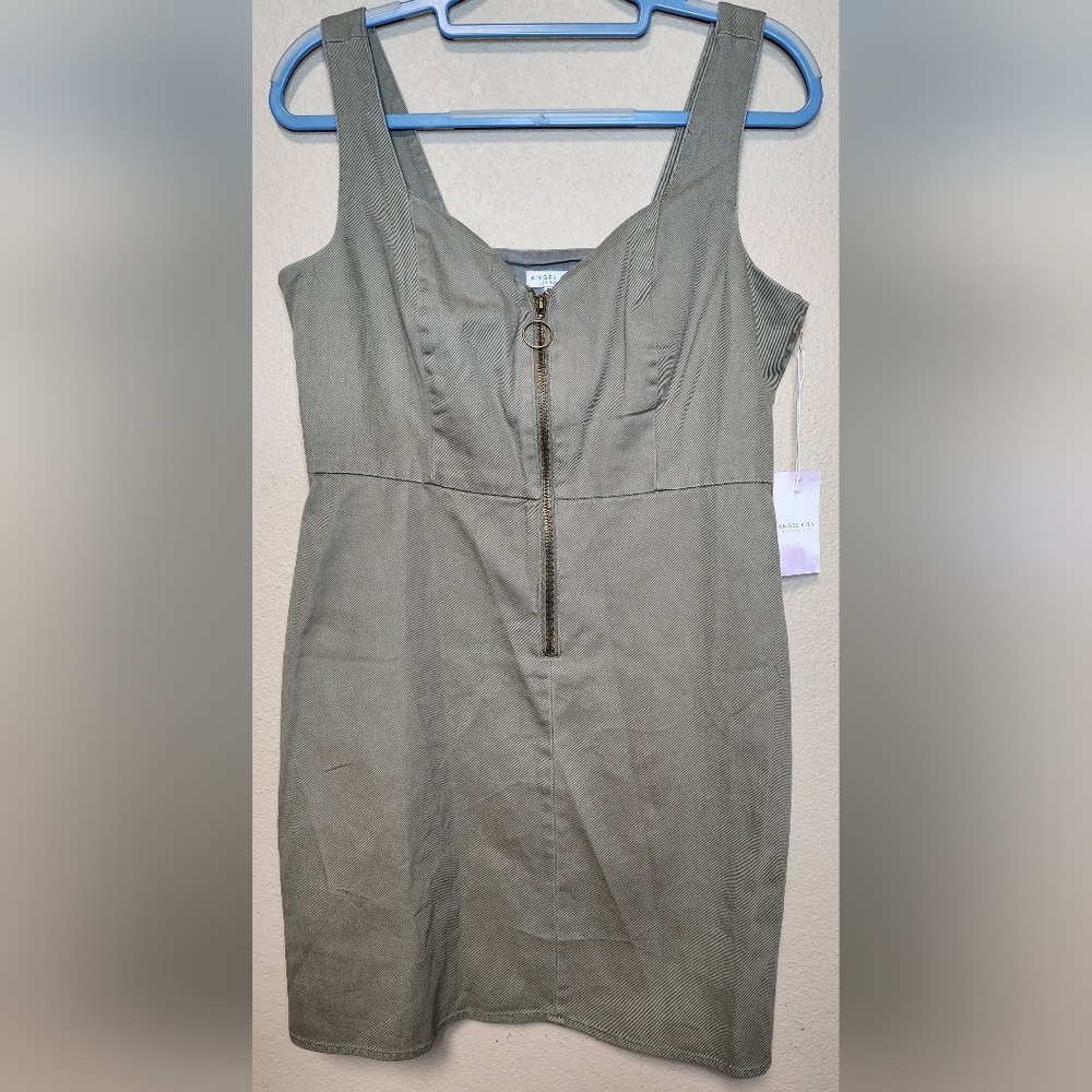 Angel Kiss Juniors Khaki Denim Tank Dress Size L